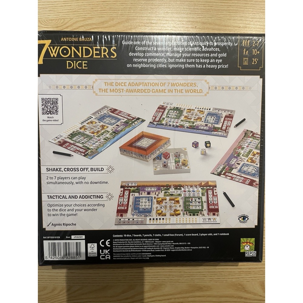 7 Wonders Dice Game Repos Production Roll & Write Family Board RP7DI0101EN New - Picture 2 of 3